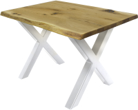 Обеденный стол Buro7 Икс с обзолом и сучками 110x80x76 (дуб натуральный/белый) - 