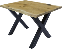 Обеденный стол Buro7 Икс с обзолом и сучками 110x80x76 (дуб натуральный/черный) - 