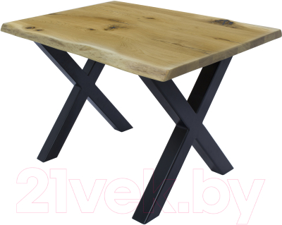 Обеденный стол Buro7 Икс с обзолом и сучками 110x80x76 (дуб натуральный/черный)