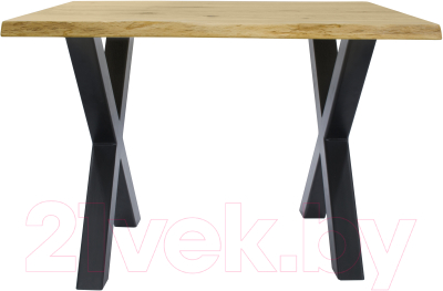 Обеденный стол Buro7 Икс с обзолом и сучками 110x80x76 (дуб натуральный/черный)