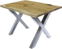Обеденный стол Buro7 Икс с обзолом и сучками 110x80x76 (дуб натуральный/серебристый) - 