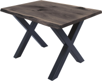 Обеденный стол Buro7 Икс с обзолом и сучками 110x80x76 (дуб мореный/черный) - 