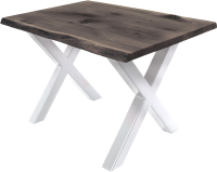 Обеденный стол Buro7 Икс с обзолом и сучками 110x80x76 (дуб мореный/белый) - 