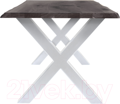 Обеденный стол Buro7 Икс с обзолом и сучками 110x80x76 (дуб мореный/белый)