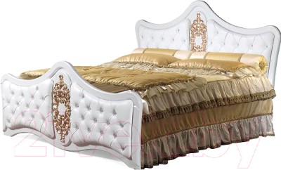Двуспальная кровать Мебель-КМК Искушение 1 0646 (белый/золото)