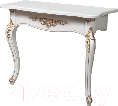 Консольный столик Мебель-КМК №1 Розалия 0517 (белый жемчуг/патина золото)