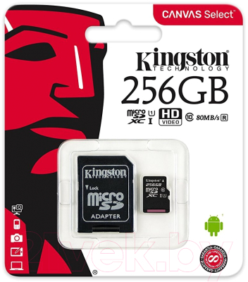 Карта памяти Kingston Canvas Select microSDCS/SDXC 256GB с адаптером