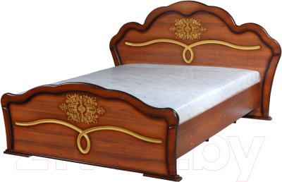 Двуспальная кровать Мебель-КМК 1600 Камелия 0468.1 (орех экко/патина золото)