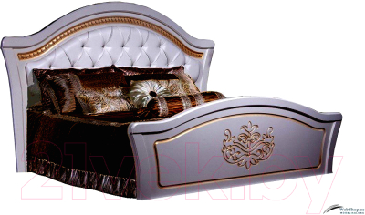Двуспальная кровать Мебель-КМК Графиня 0379.2 (белый/патина золото)