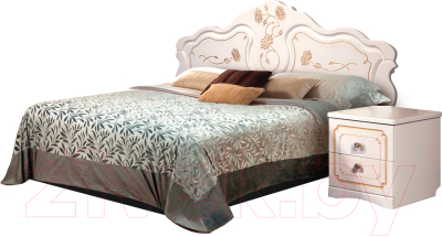 Двуспальная кровать Мебель-КМК 1600 Мелани 1 0434.6-01 (белый/патина золото)