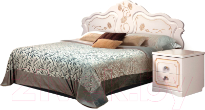 Двуспальная кровать Мебель-КМК 1600 Мелани 1 0434.6-01.1 (белый/патина золото) - тумба в комплект не входит