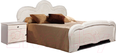 Двуспальная кровать Мебель-КМК Мечта 0381.2 (белый/ясень золотой) - тумба в комплект не входит