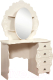 Туалетный столик с зеркалом Мебель-КМК Жемчужина 0380.10 (венге светлый/ясень жемчужный) - 
