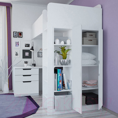 Двери шкафа для кровати-чердака Polini Kids Simple (белый)