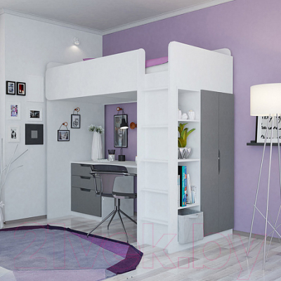 Двери шкафа для кровати-чердака Polini Kids Simple (серый)