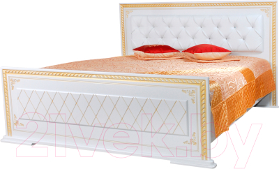 Двуспальная кровать Мебель-КМК 1600 Верона 0469.1 (белый/патина золото)