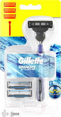 Бритвенный станок Gillette Mach3 Start бритва с 1 смен. кассетой+смен. кассеты д/бритья 2шт