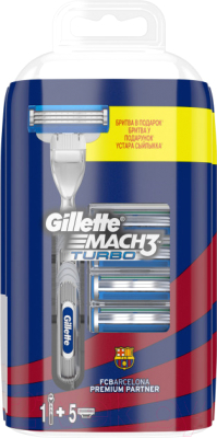 Набор бритвенных станков Gillette Mach3 Turbo бритва с 1 сменной кассетой + смен. кассеты 4шт