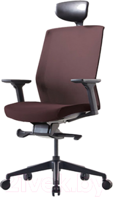 Кресло офисное Bestuhl J1 Black Pl с подголовником и подлокотником (коричневая сетка/коричневая ткань)