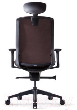 Кресло офисное Bestuhl J1 Black Pl с подголовником и подлокотником (коричневая сетка/коричневая ткань)