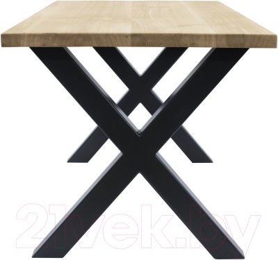 Обеденный стол Buro7 Икс Классика 120x80x76 (дуб беленый/черный)