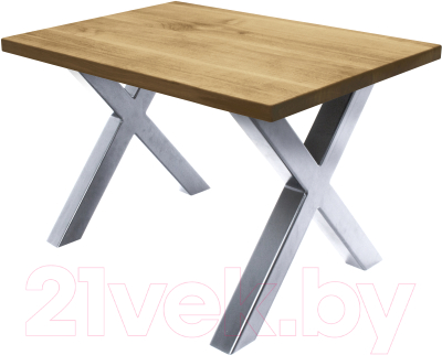 Обеденный стол Buro7 Икс Классика 120x80x76 (дуб натуральный/серебристый)