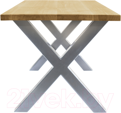 Обеденный стол Buro7 Икс Классика 120x80x76 (дуб натуральный/серебристый)