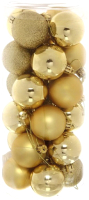 Набор шаров новогодних Серпантин Микс фактур 201-0636 5см (24шт, золото) - 