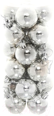 Набор шаров новогодних Серпантин Глянец 201-0621 4см (24шт, серебро)