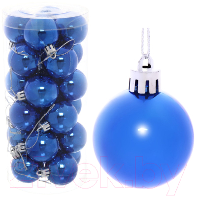 Набор шаров новогодних Серпантин Глянец 201-0622 4см (24шт, синий)
