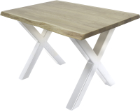 Обеденный стол Buro7 Икс с обзолом 120x80x76 (дуб беленый/белый) - 