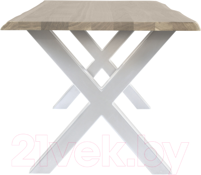 Обеденный стол Buro7 Икс с обзолом 120x80x76 (дуб беленый/белый)