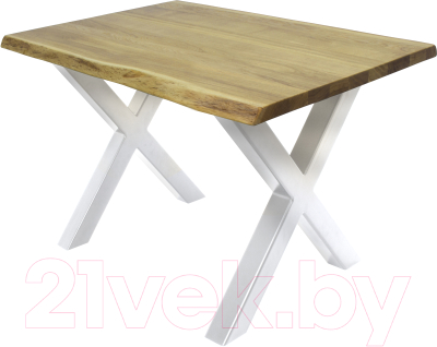 Обеденный стол Buro7 Икс с обзолом 120x80x76 (дуб натуральный/белый)