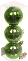Набор шаров новогодних Серпантин Глянец 201-1294 6см (3шт, салатовый) - 