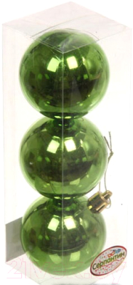Набор шаров новогодних Серпантин Глянец 201-1294 6см (3шт, салатовый)