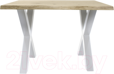 Обеденный стол Buro7 Икс с обзолом и сучками 120x80x76 (дуб беленый/белый)