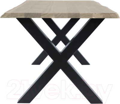 Обеденный стол Buro7 Икс с обзолом и сучками 120x80x76 (дуб беленый/черный)