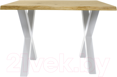 Обеденный стол Buro7 Икс с обзолом и сучками 120x80x76 (дуб натуральный/белый)