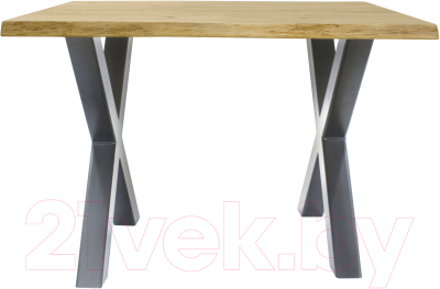 Обеденный стол Buro7 Икс с обзолом и сучками 120x80x76 (дуб натуральный/серебристый)