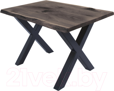 Обеденный стол Buro7 Икс с обзолом и сучками 120x80x76 (дуб мореный/черный)