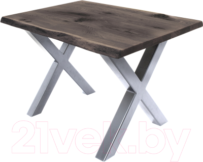 Обеденный стол Buro7 Икс с обзолом и сучками 120x80x76 (дуб мореный/серебристый)