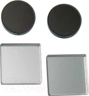 Комплект сережек Bublik Круги и квадраты 2 пары (черный/серебристый)