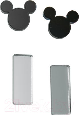 Комплект сережек Bublik Мики и прямоугольники 2 пары  (черный/серебристый)