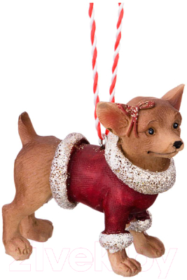 

Елочная игрушка Gisela Graham, Красный;бежевый, Limited Jolly Santa. Щенок чихуахуа в красной жилетке / 11889-1