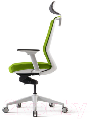 Кресло офисное Bestuhl J1 White Pl с подголовником и подлокотником (зеленая сетка/зеленая ткань)