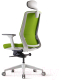Миниатюра изображения товара Кресло офисное Bestuhl J1 White Pl с подголовником и подлокотником (зеленая сетка/зеленая ткань)