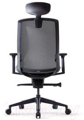 Кресло офисное Bestuhl J1 Black Pl с подголовником и подлокотником (серая сетка/серая ткань)