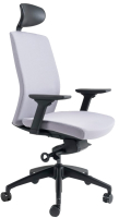 Кресло офисное Bestuhl J2 Black Pl с подголовником и подлокотником (серая ткань) - 