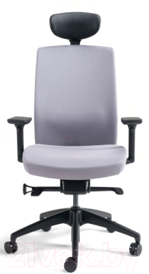 Кресло офисное Bestuhl J2 Black Pl с подголовником и подлокотником (серая ткань)