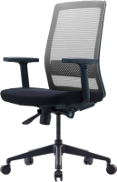 Кресло офисное Bestuhl S30 Black Pl без подголовника с регулируемыми подлокотниками (черная сетка/черная ткань) - 